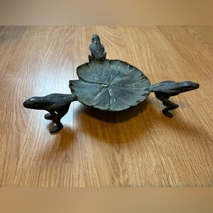 Vintage Brass Frog Planter